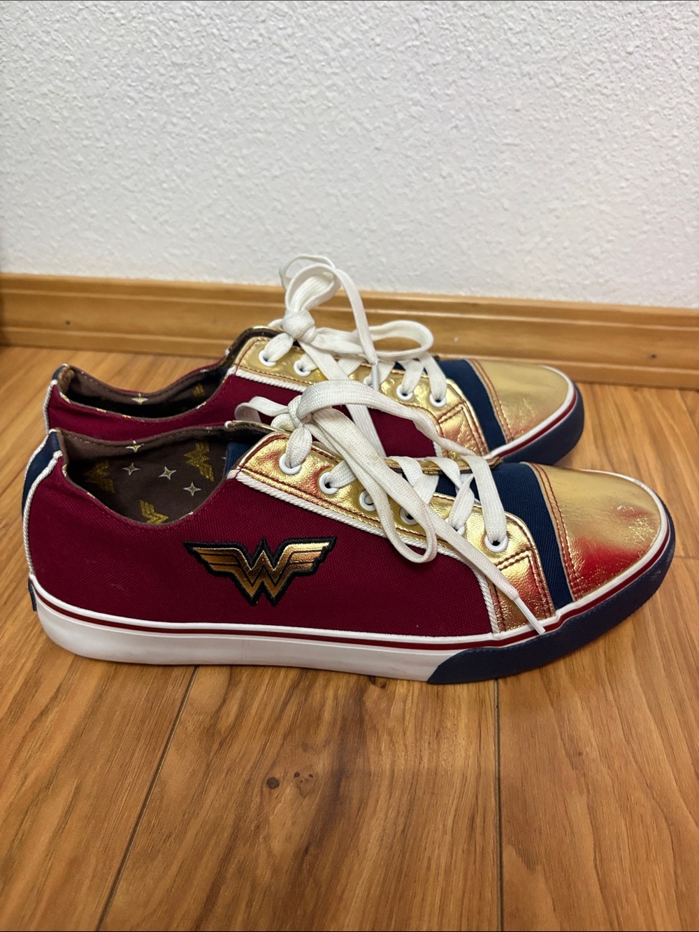Wonder Woman Inspired Red & Gold Low-Top Sneakers